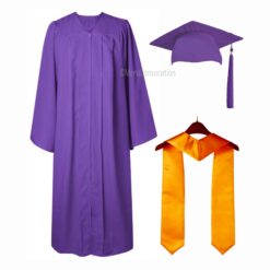 ''Purple Matte Graduation Gown with Yellow Stole''>