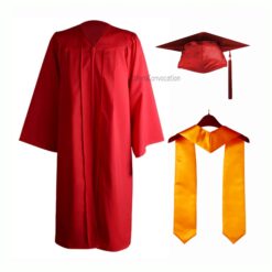 ''Red Matte Graduation Gown with Yellow Stole''>