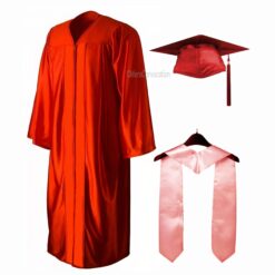 ''Red Shiny Convocation Gown with Baby Pink Stole''>