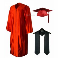 ''Red Shiny Convocation Gown with Black Stole''>