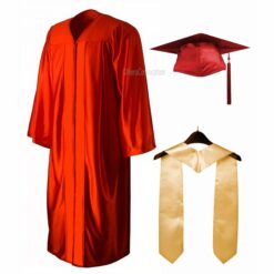 ''Red Shiny Convocation Gown with Cream Stole''>