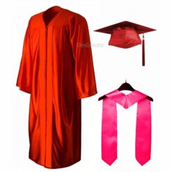 ''Red Shiny Convocation Gown with Pink Stole''>