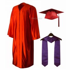 ''Red Shiny Convocation Gown with Purple Stole''>