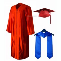 ''Red Shiny Convocation Gown with Royal Blue Stole''>