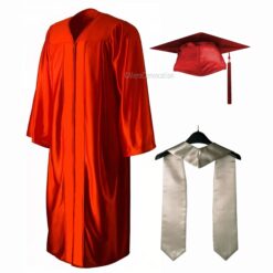 ''Red Shiny Convocation Gown with Silver Stole''>