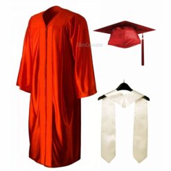 ''Red Shiny Convocation Gown with White Stole''>