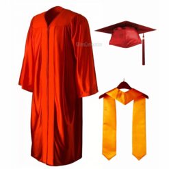 ''Red Shiny Convocation Gown with Yellow Stole''>