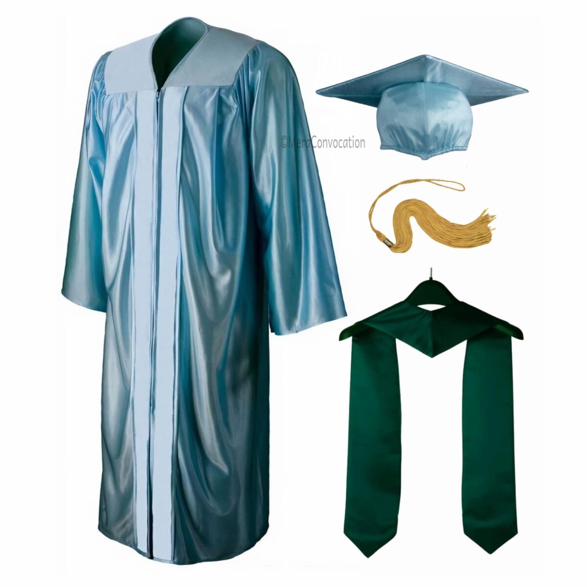 Yellow Graduation Gown and Cap with Royal Blue Stole – Mera Convocation