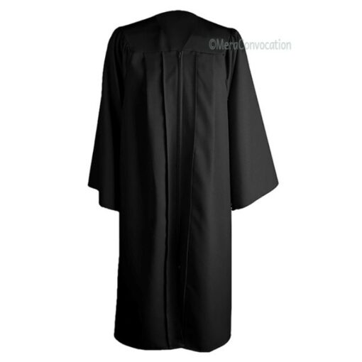 ''Black Matte Zipper Graduation Gown''>