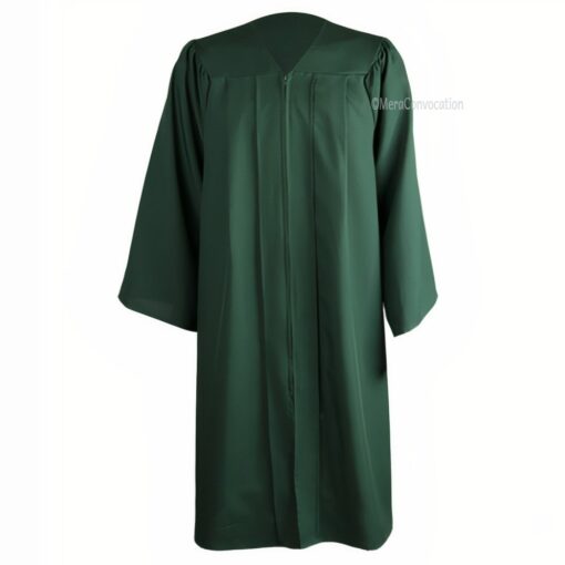 ''Forest Green Matte Zipper Graduation Gown''>