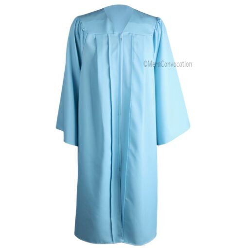 ''Sky Blue Matte Zipper High School Graduation Gown''>