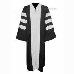 ''Black Doctoral Graduation Gown with White Border''>