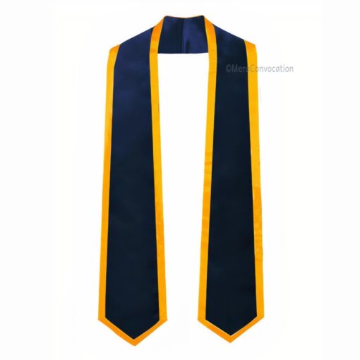 ''Navy Blue Graduation Stole with Yellow Piping''>