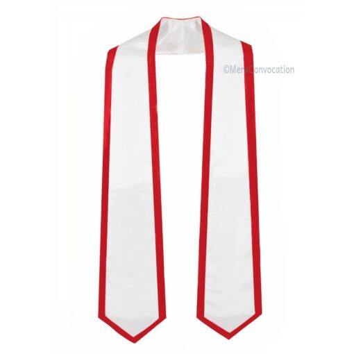 ''White Graduation Stole with Red Piping''>