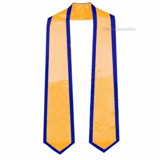 ''Yellow Graduation Stole with Royal Blue Piping''>