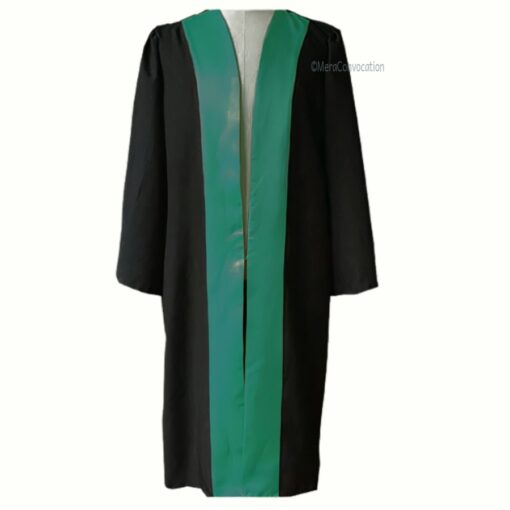 ''Black Graduation Gown with Emerald Green Border''>