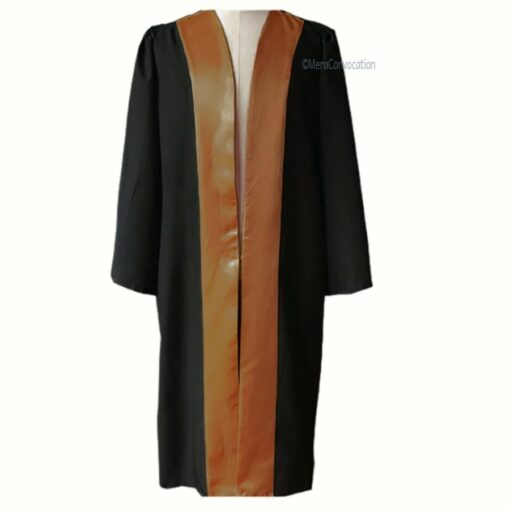 ''Black Graduation Gown with Orange Border''>