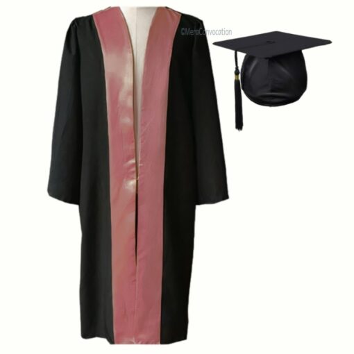 ''Black Matte Graduation with Baby Pink Satin Border''>