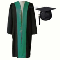 ''Black Matte Graduation with Emerald Green Satin Border''>