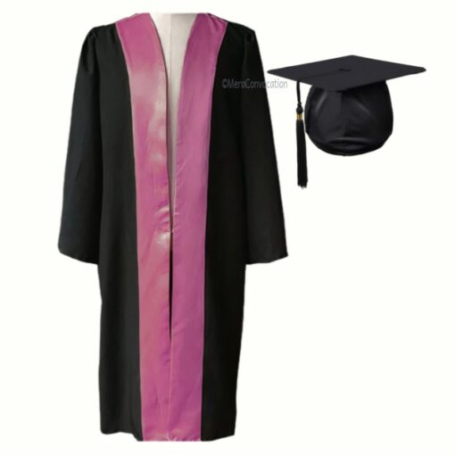 ''Black Matte Graduation with Pink Satin Border''>