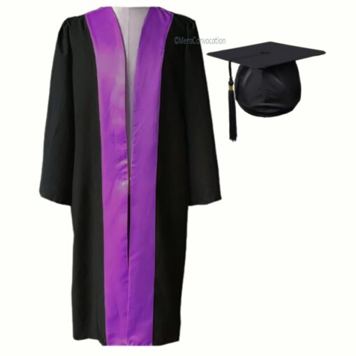 ''Black Matte Graduation with Purple Satin Border''>