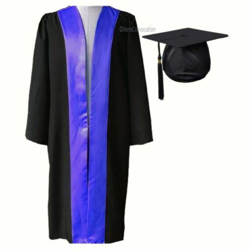 ''Black Matte Graduation with Royal Blue Satin Border''>