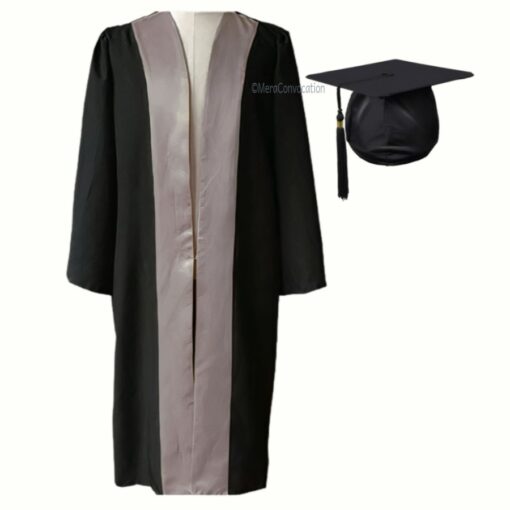 ''Black Matte Graduation with White Satin Border''>