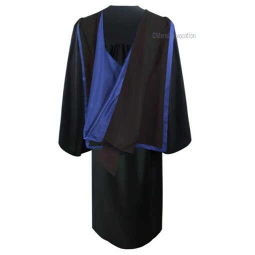 ''Black and Royal Blue Polyester Graduation Hood''>