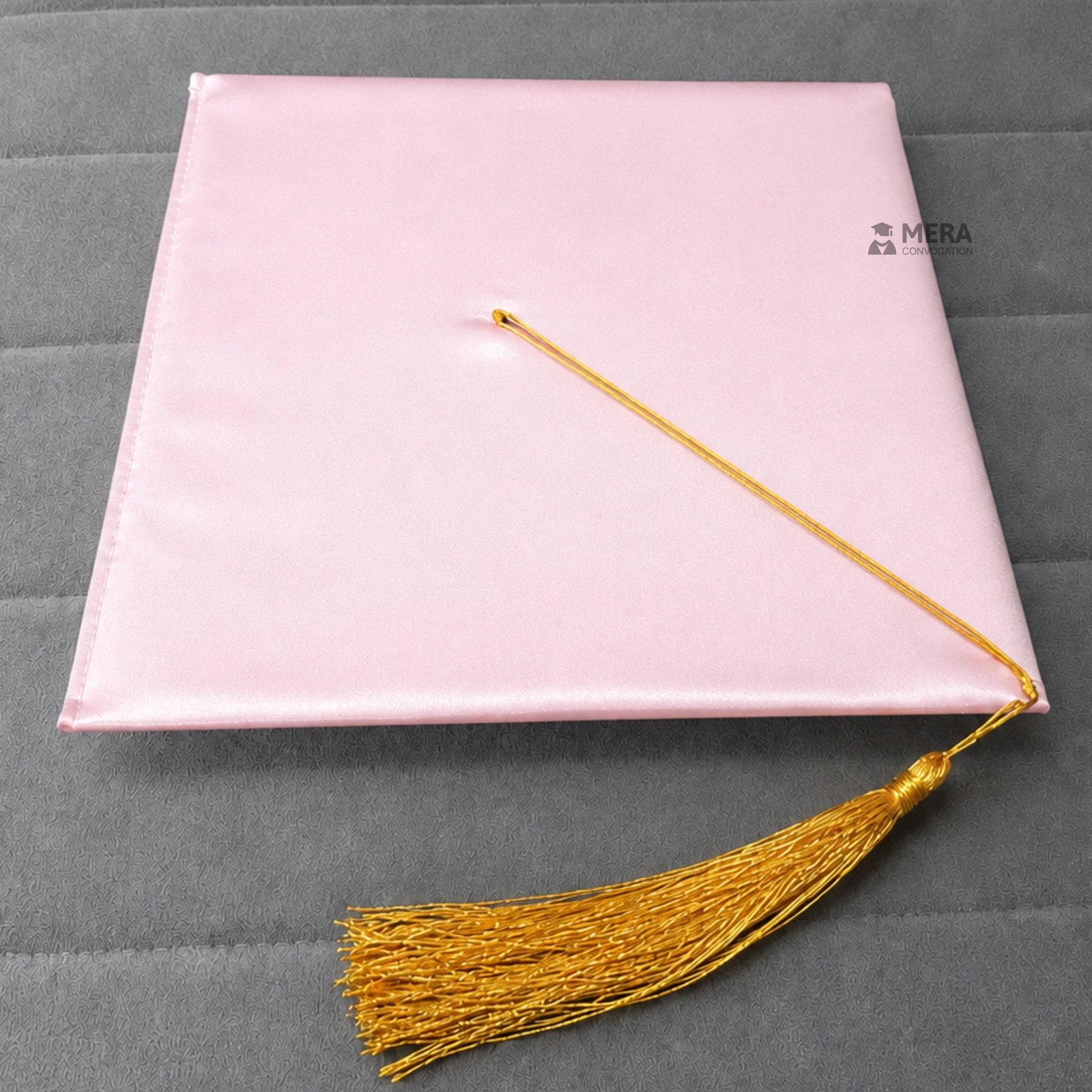 Baby Pink Satin Graduation Cap with Golden Tassel - Mera Convocation ''Baby Pink Satin Graduation Cap with Golden Tassel - Mera Convocation''>