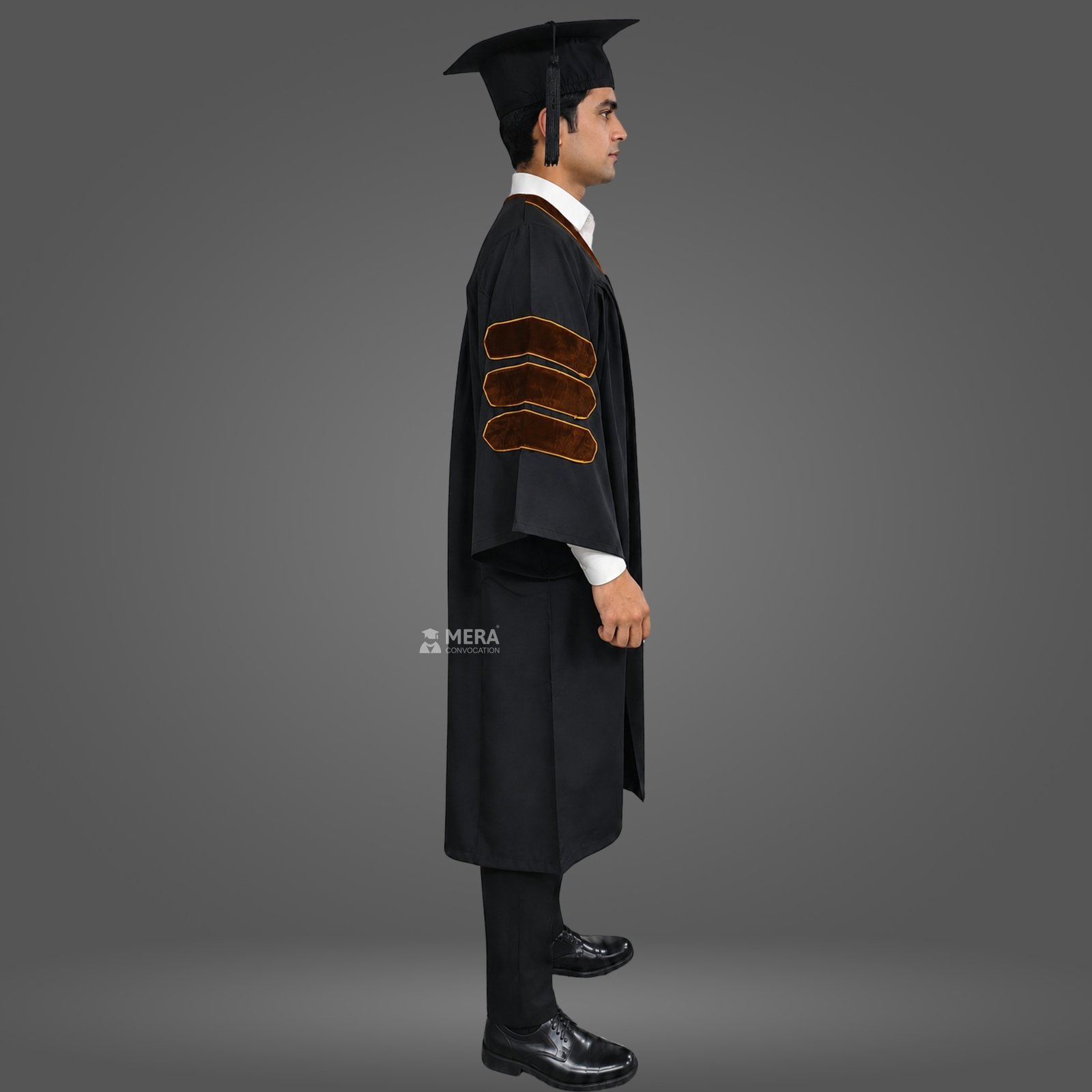 Black Doctoral Gown with Brown Border