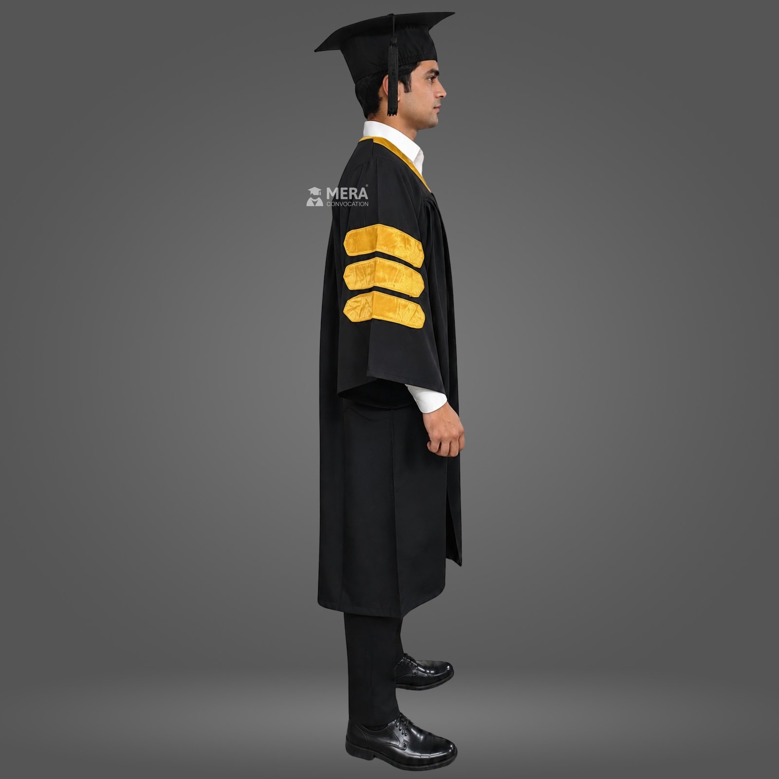 Black Doctoral Gown with Golden Border Black Doctoral Gown with Golden Border
