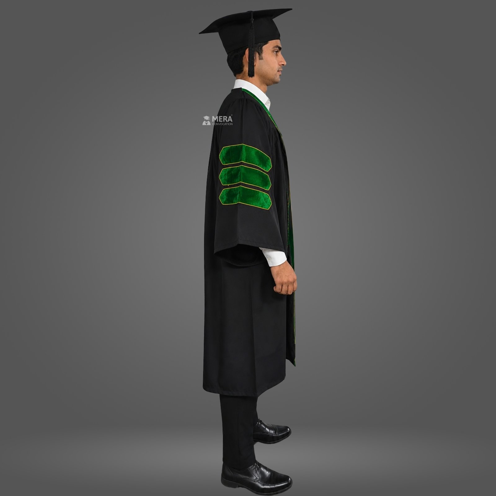 Black Doctoral Gown with Green Border Black Doctoral Gown with Green Border