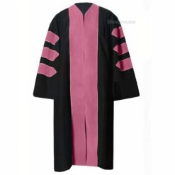 ''Black PhD Graduation Gown with Baby Pink Velvet Border''>
