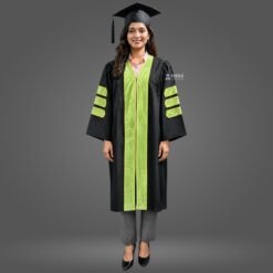 Black PhD Graduation Gown with Pista Green Velvet Border