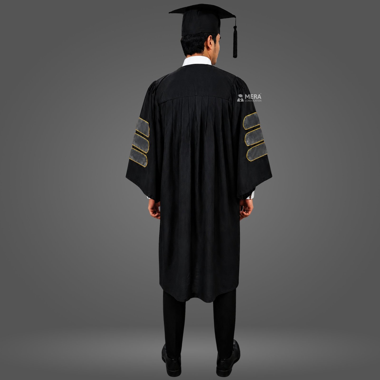 Black and Dark Grey Doctoral Graduation Gown Black and Dark Grey Doctoral Graduation Gown