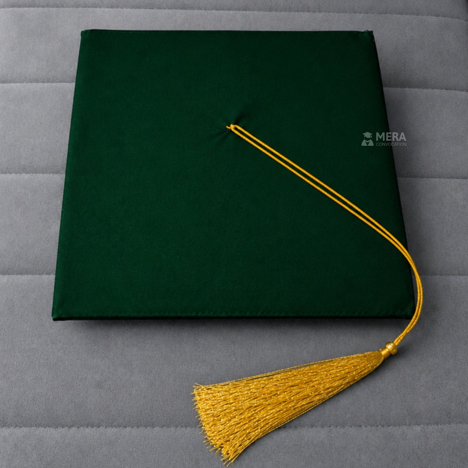 Bottle Green Matte Graduation Cap with Golden Tassel - Mera Convocation ''Bottle Green Matte Graduation Cap with Golden Tassel - Mera Convocation''>