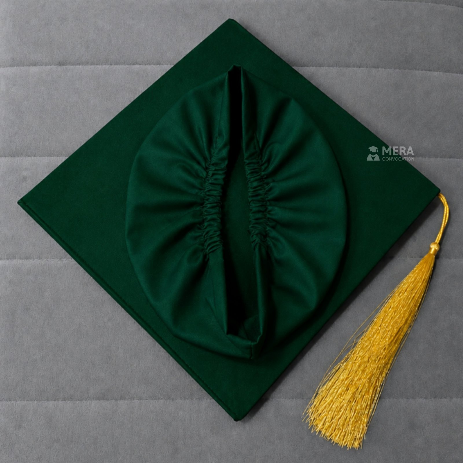 Bottle Green Matte Graduation Hat with Golden Tassel