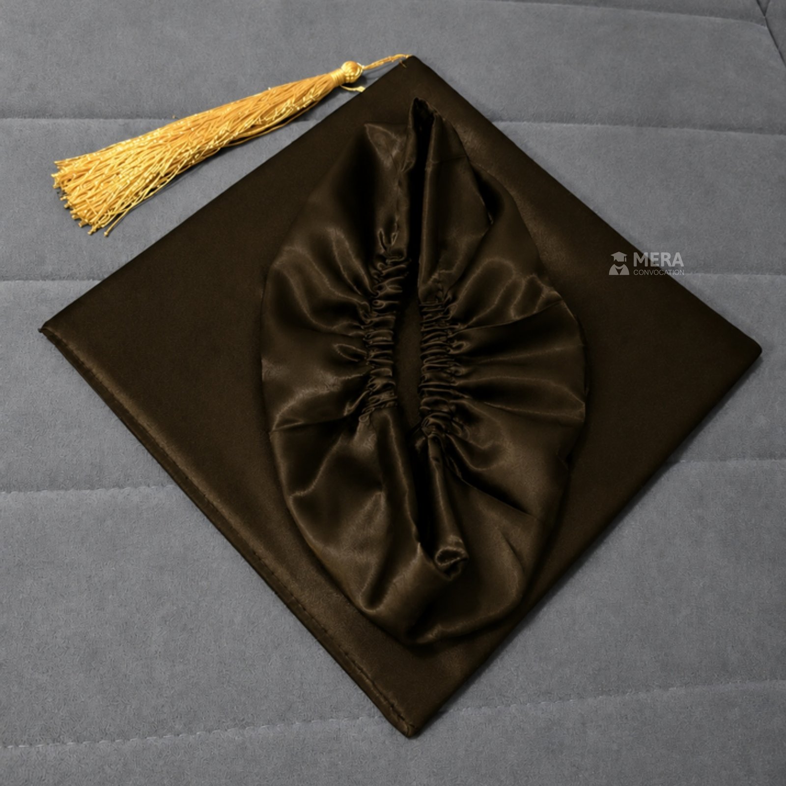 Brown Satin Convocation Cap with Golden Tassel ''Brown Satin Convocation Cap with Golden Tassel''>