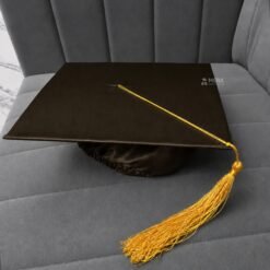 ''Brown Shiny Graduation Cap with Golden Tassel''>