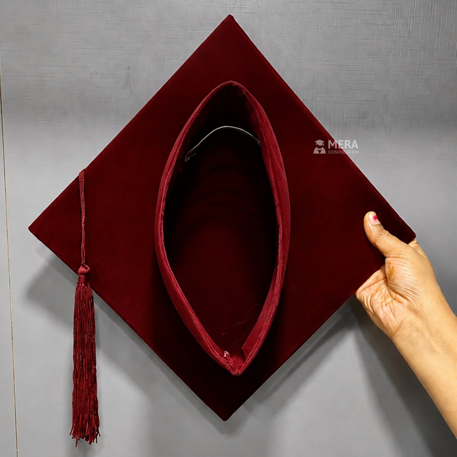 Maroon Mortarboard Graduation Cap - Mera Convocation