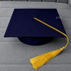 ''Navy Blue Matte Graduation Cap with Golden Tassel''>