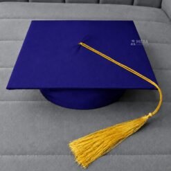 ''Royal Blue Matte Graduation Cap with Golden Tassel''>