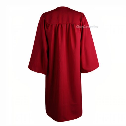 ''Back View of Maroon Zipper Graduation Gown''>