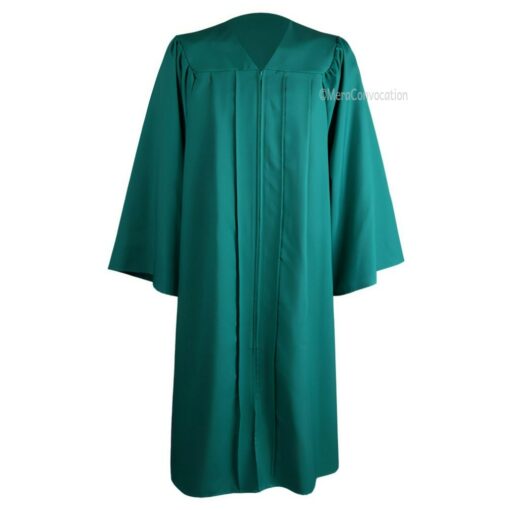 ''Emerald Green Matte Zipper Graduation Gown''>