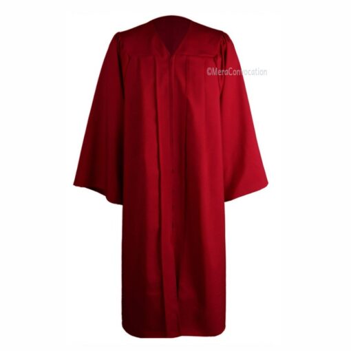 ''Maroon Matte Zipper Graduation Gown''>