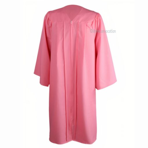 ''Pink Matte Zipper Graduation Gown''>