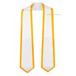 ''White Graduation Stole with Yellow Piping''>