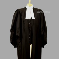 ''Black Advocate Lawyer Gown with White Neck Band''>