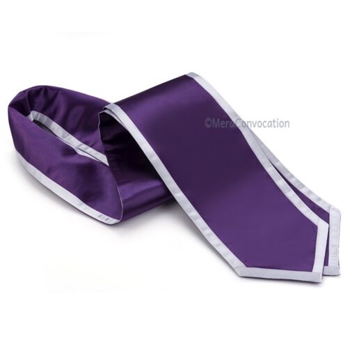 ''Purple Graduation Stole with White Piping''>