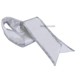 ''White Graduation Stole with Silver Piping''>